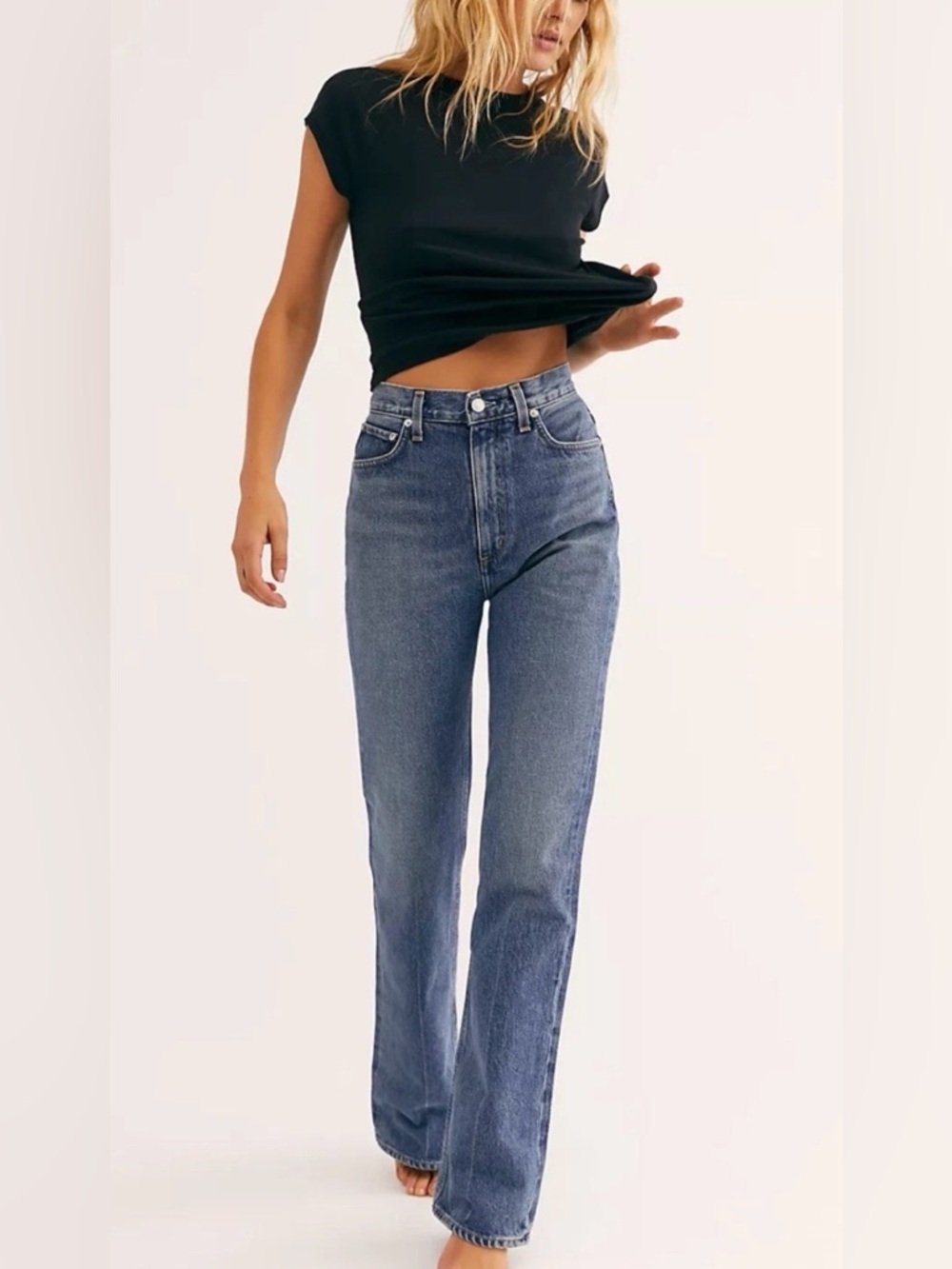 Agolde Vintage High-Rise Bootcut Straight Jeans - Organic Cotton